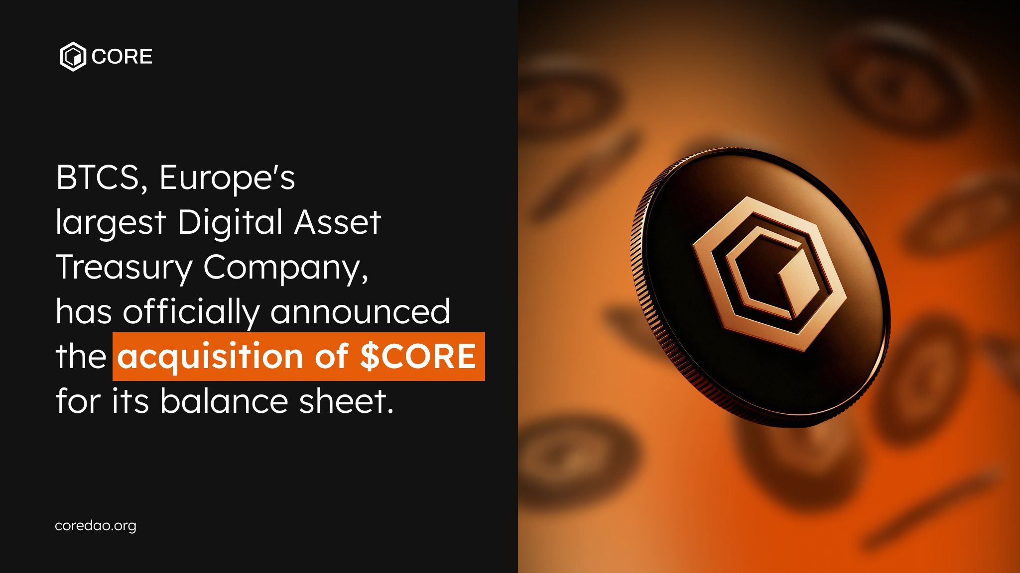 BTCS S.A. Acquires $CORE for Treasury