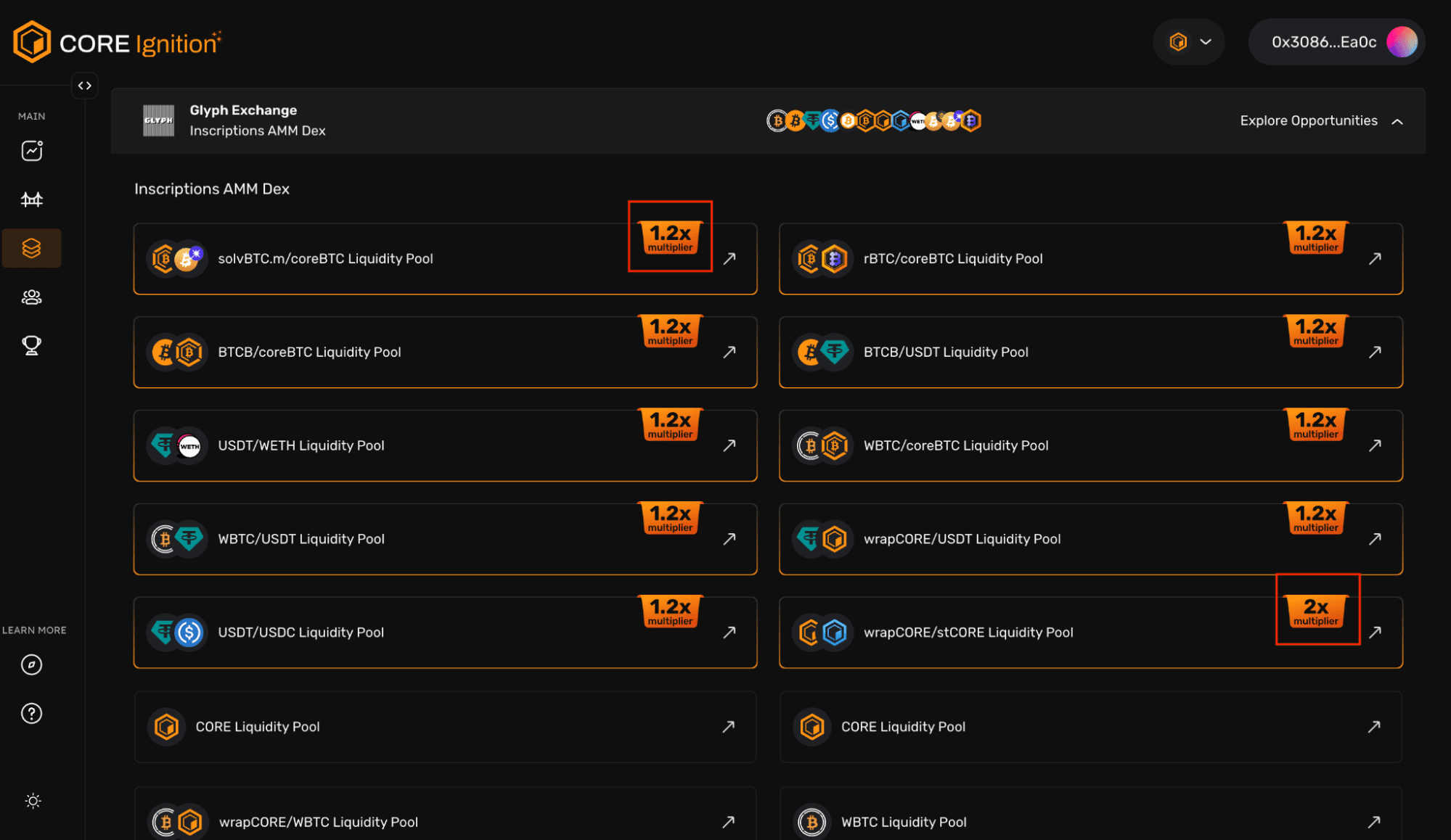 Core Ignition BTCfi (liquidity pools)