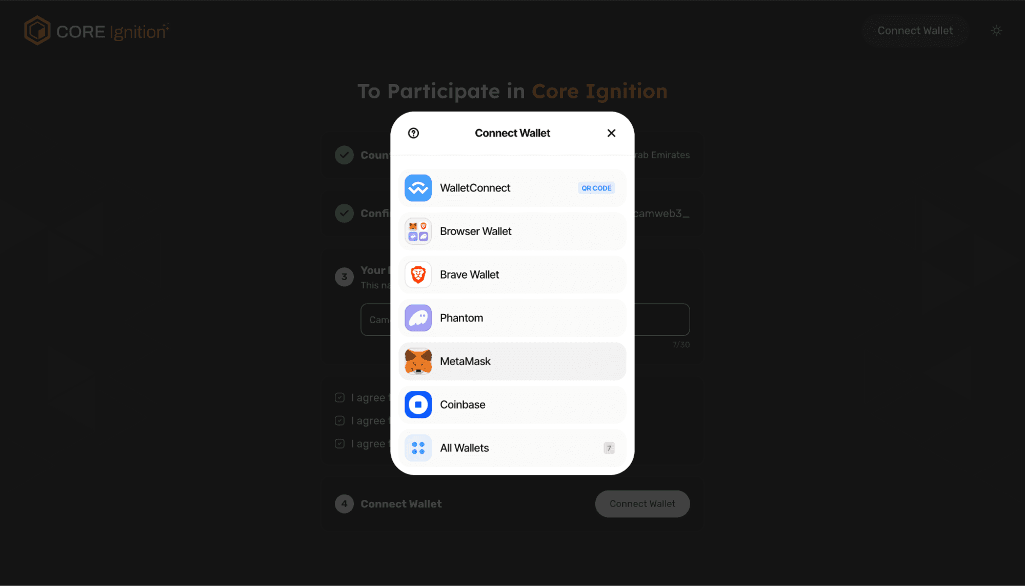 Core Ignition (Choose Wallet)